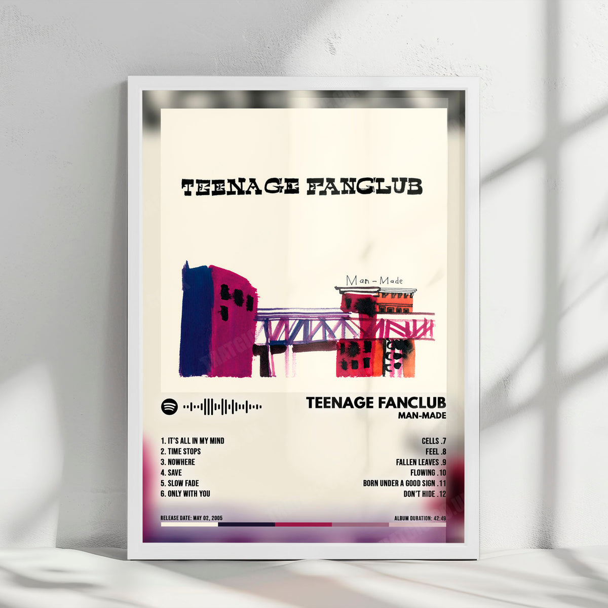 Teenage Fanclub "Man-Made" Album Cover Poster - with Complete Tracklist