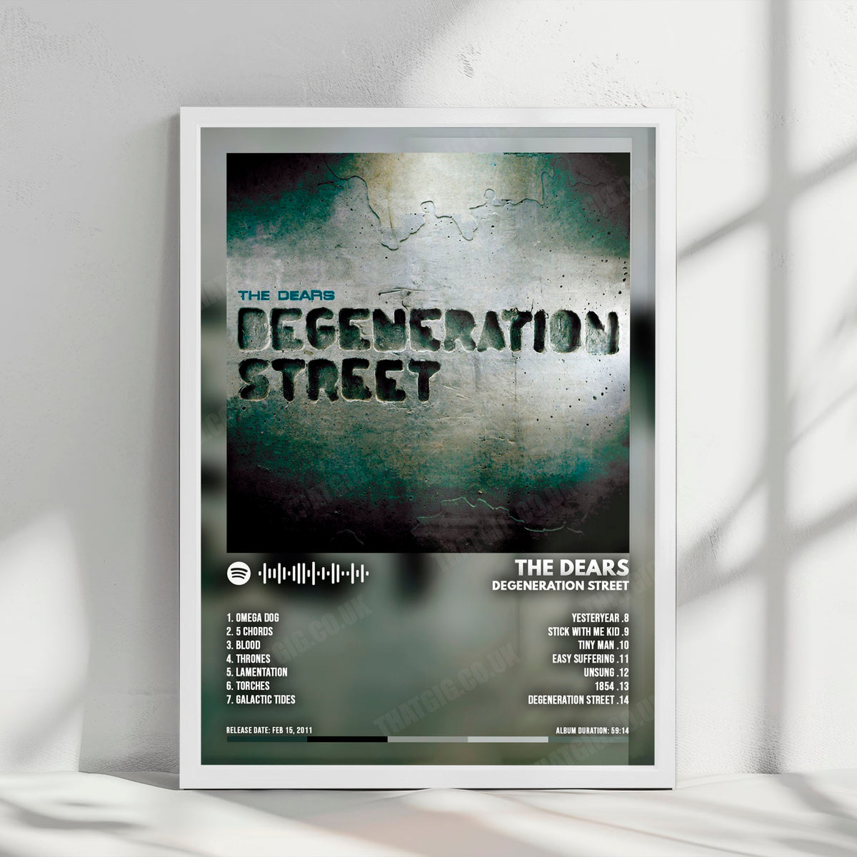 The Dears "Degeneration Street" Album Cover Poster - with Complete Tracklist