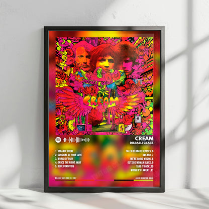 Cream "Disraeli Gears " Album Cover Poster - with Complete Tracklist