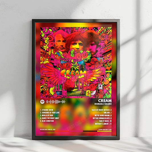 Cream "Disraeli Gears " Album Cover Poster - with Complete Tracklist