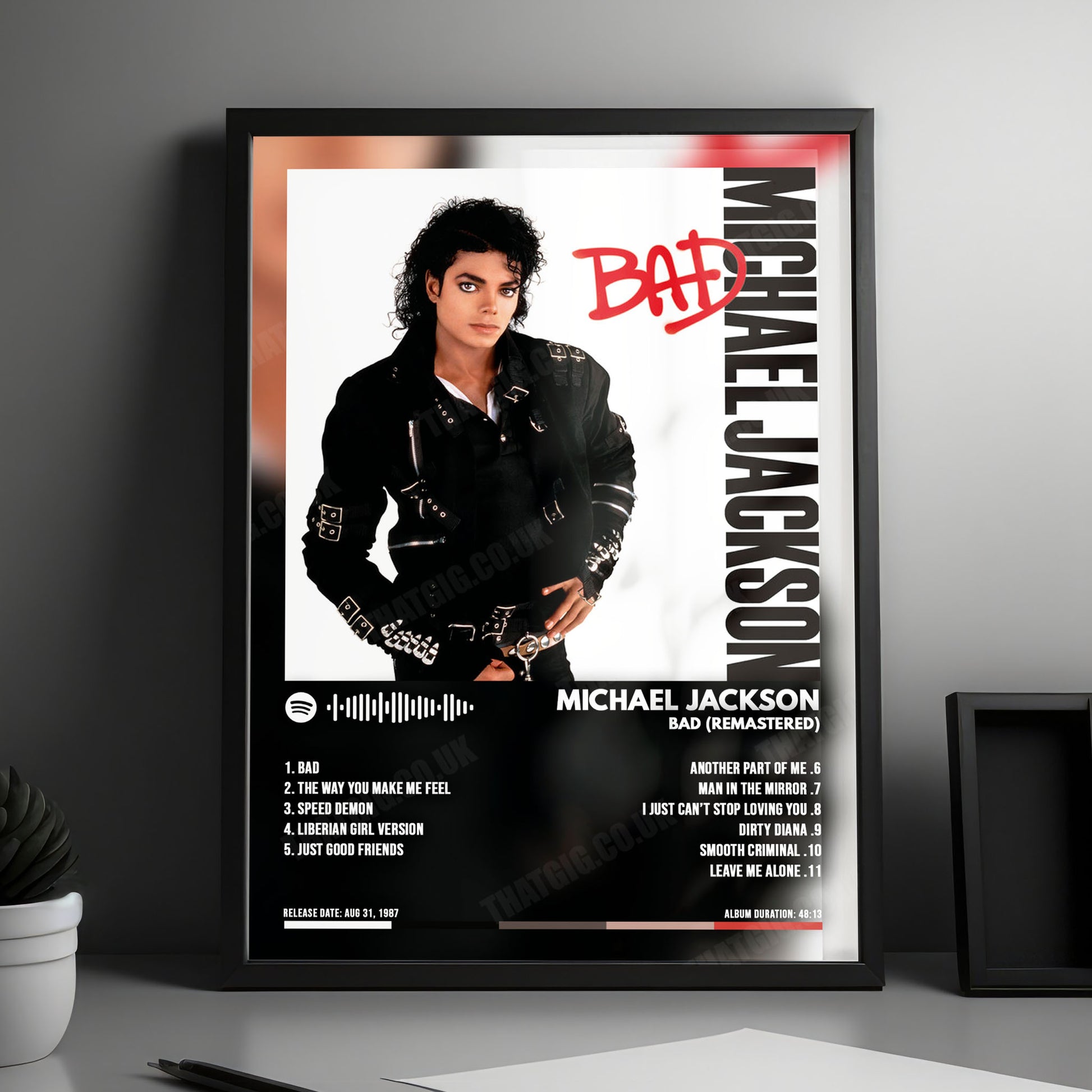 Michael Jackson "Bad (Remastered)" Album Cover Poster - with Complete Tracklist