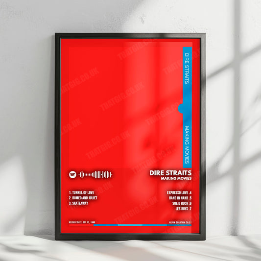 Dire Straits "Making Movies" Album Cover Poster - with Complete Tracklist