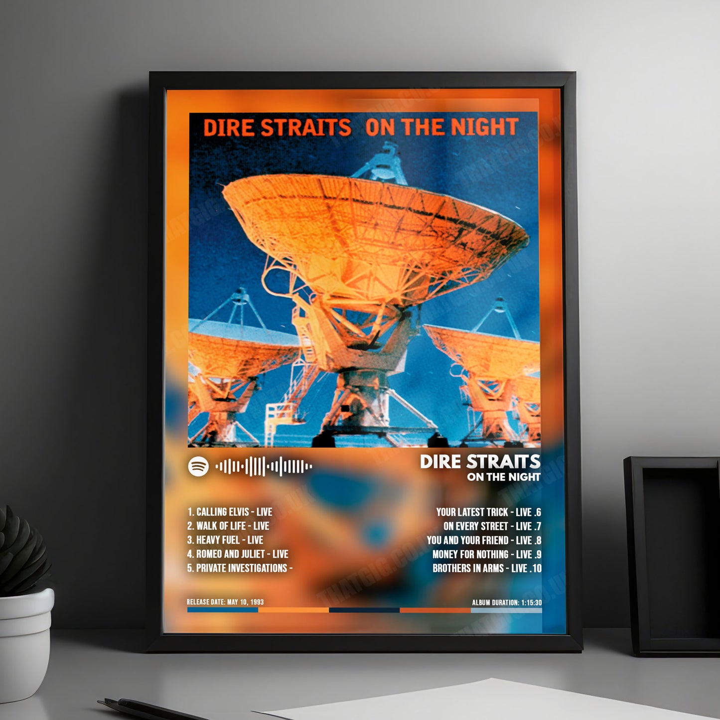 Dire Straits "On The Night" Album Cover Poster - with Complete Tracklist