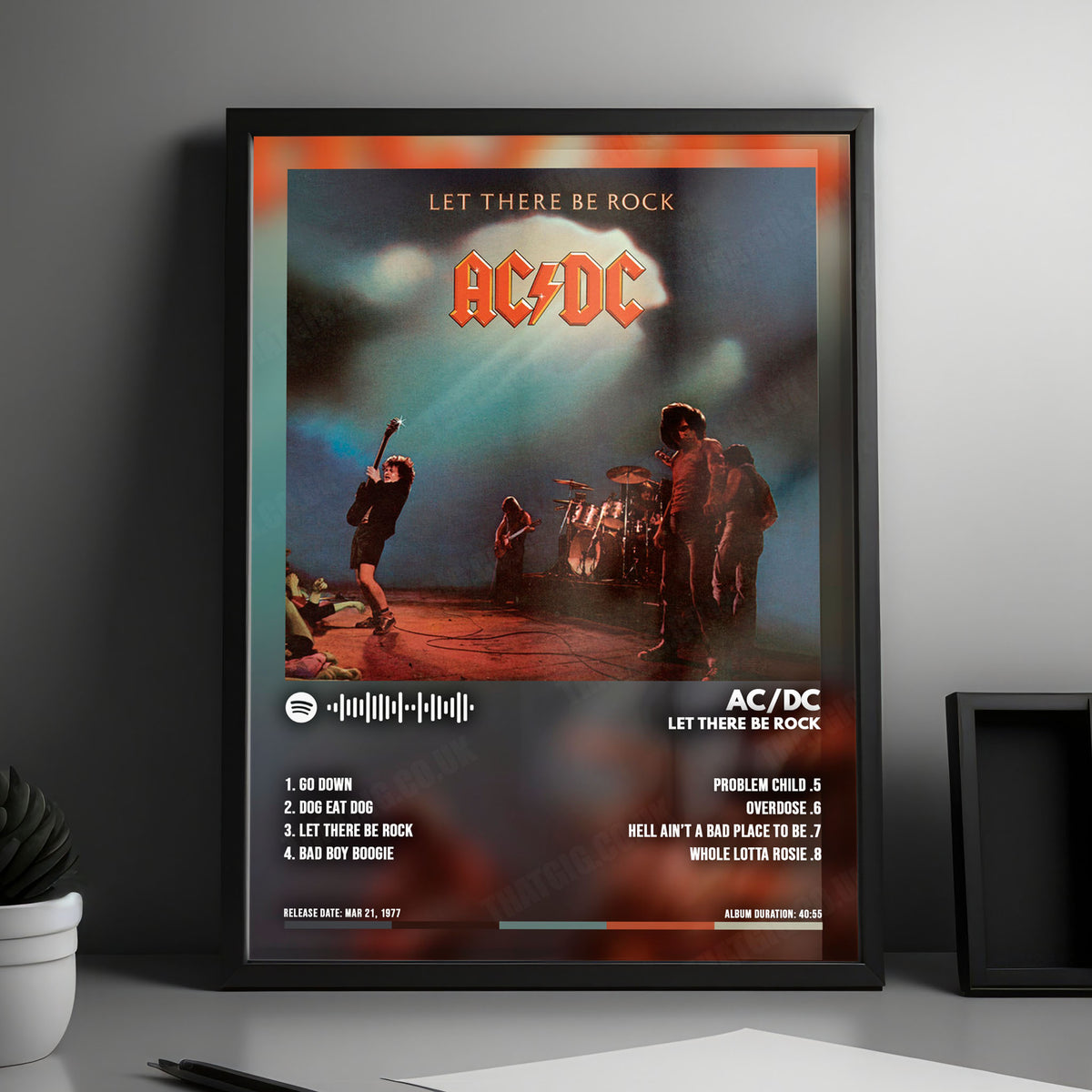 AC/DC "Let There Be Rock" Album Cover Poster - with Complete Tracklist
