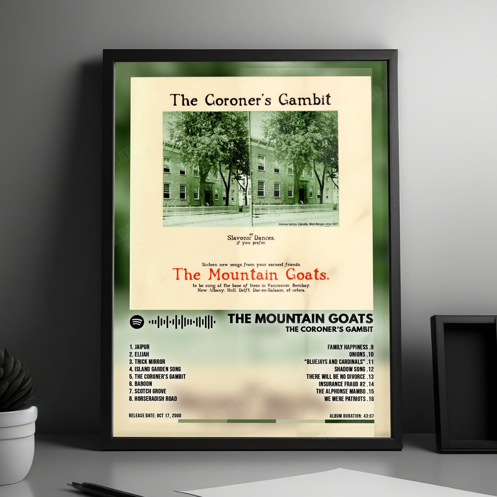 Mountain Goats "The Coroner's Gambit" Album Cover Poster - with Complete Tracklist
