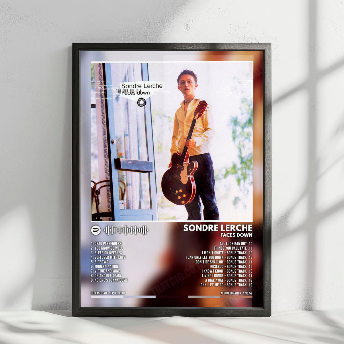 Sondre Lerche "Faces Down" Album Cover Poster - with Complete Tracklist