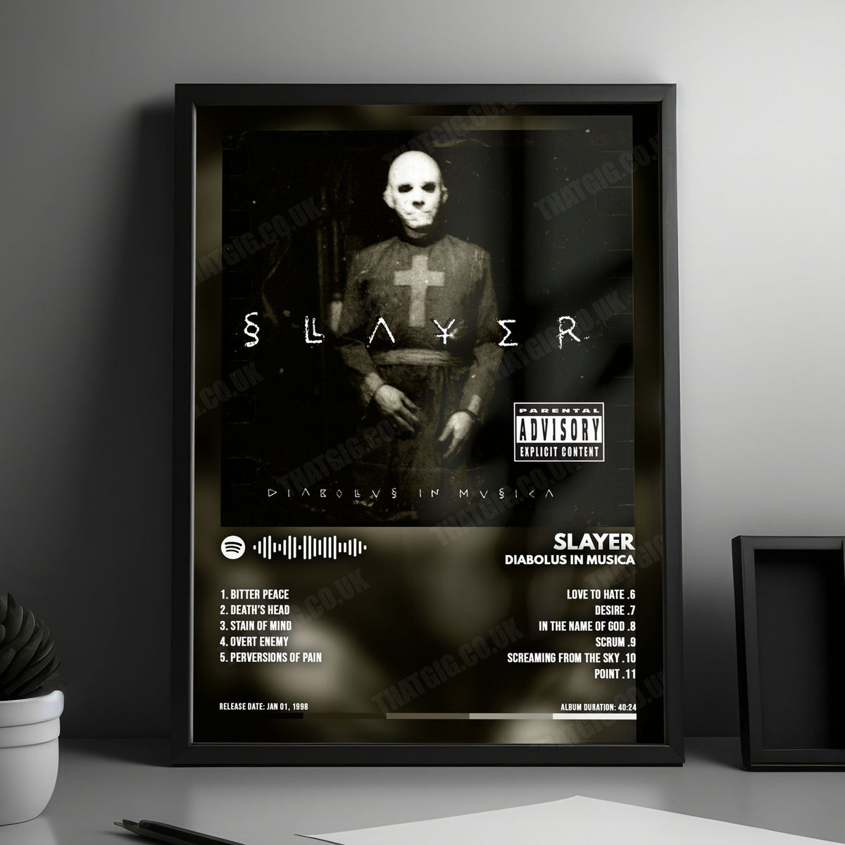 Slayer "Diabolus In Musica" Album Cover Poster - with Complete Tracklist