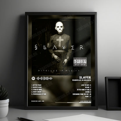 Slayer "Diabolus In Musica" Album Cover Poster - with Complete Tracklist