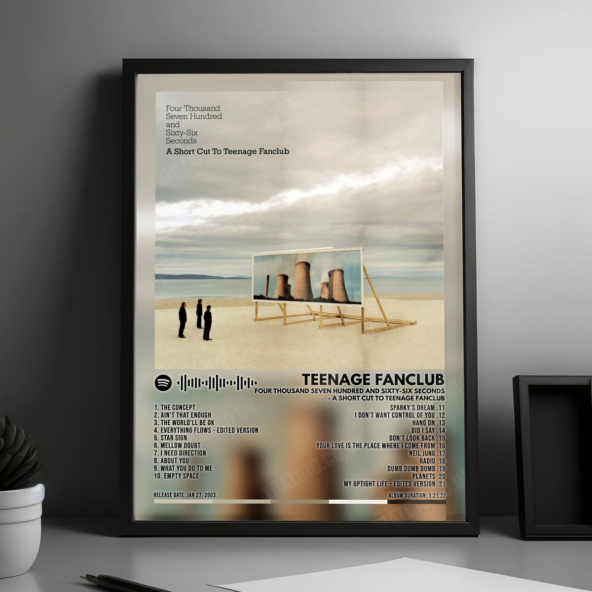 Teenage Fanclub "Four Thousand Seven Hundred And Sixty-Six Seconds - A Short Cut To Teenage Fanclub" Album Cover Poster - with Complete Tracklist