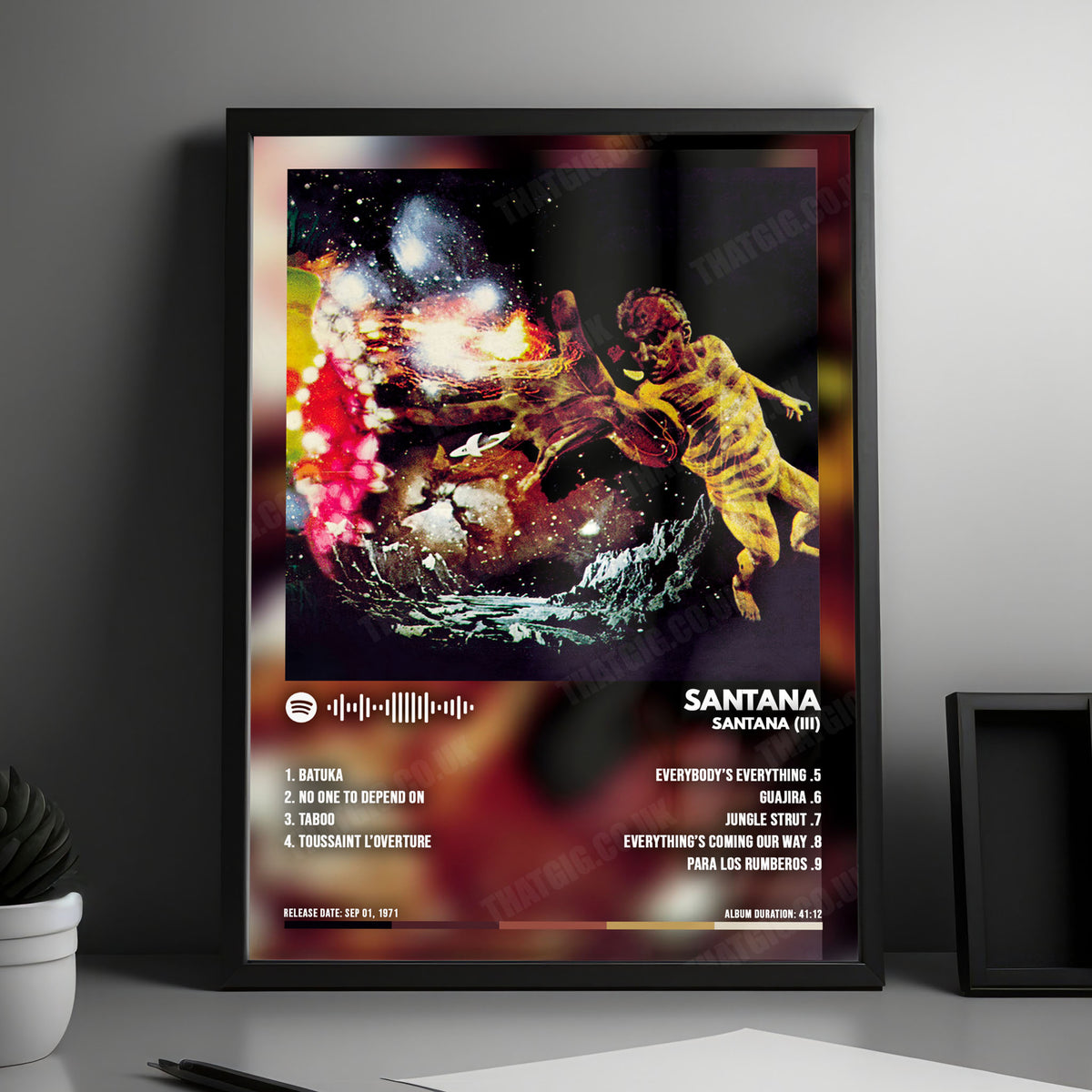 Santana "Santana (III)" Album Cover Poster - with Complete Tracklist