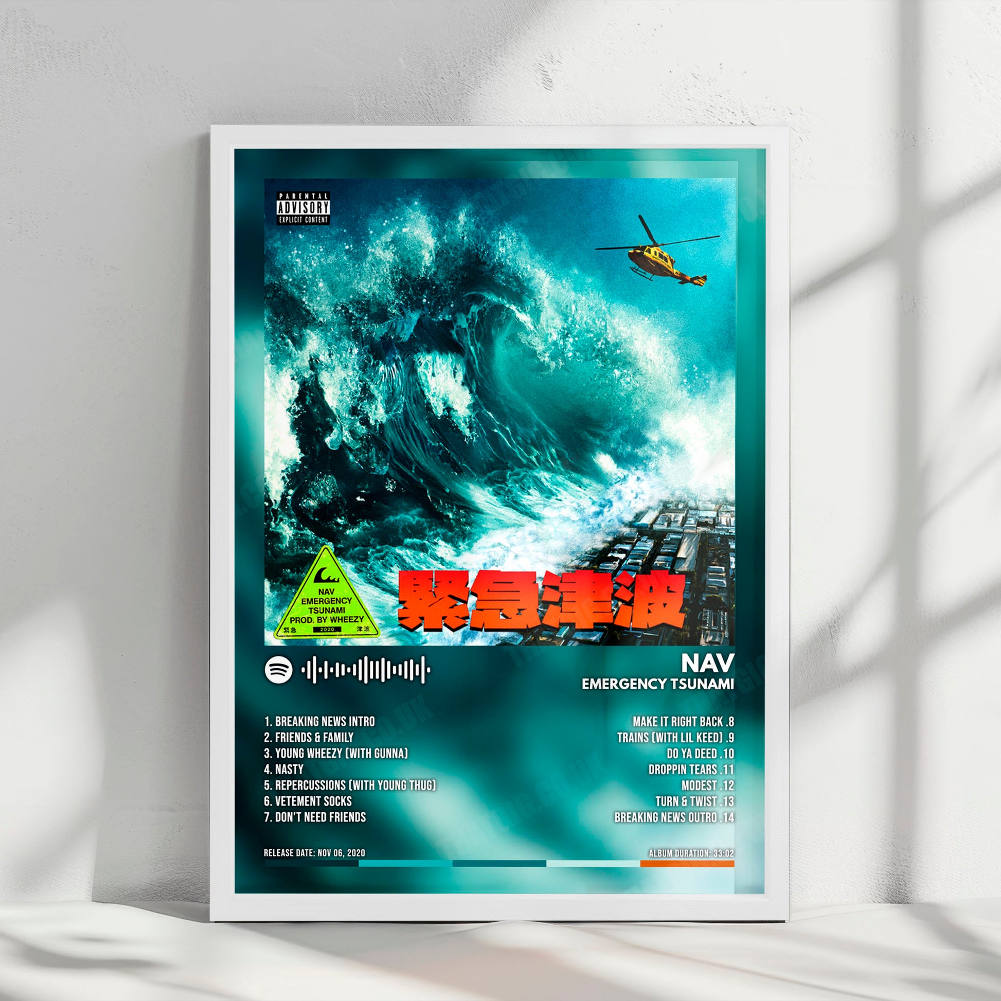 NAV "Emergency Tsunami" Album Cover Poster - with Complete Tracklist