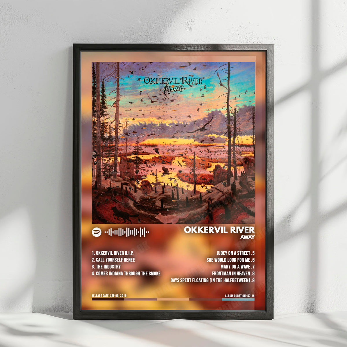 Okkervil River "Away" Album Cover Poster - with Complete Tracklist