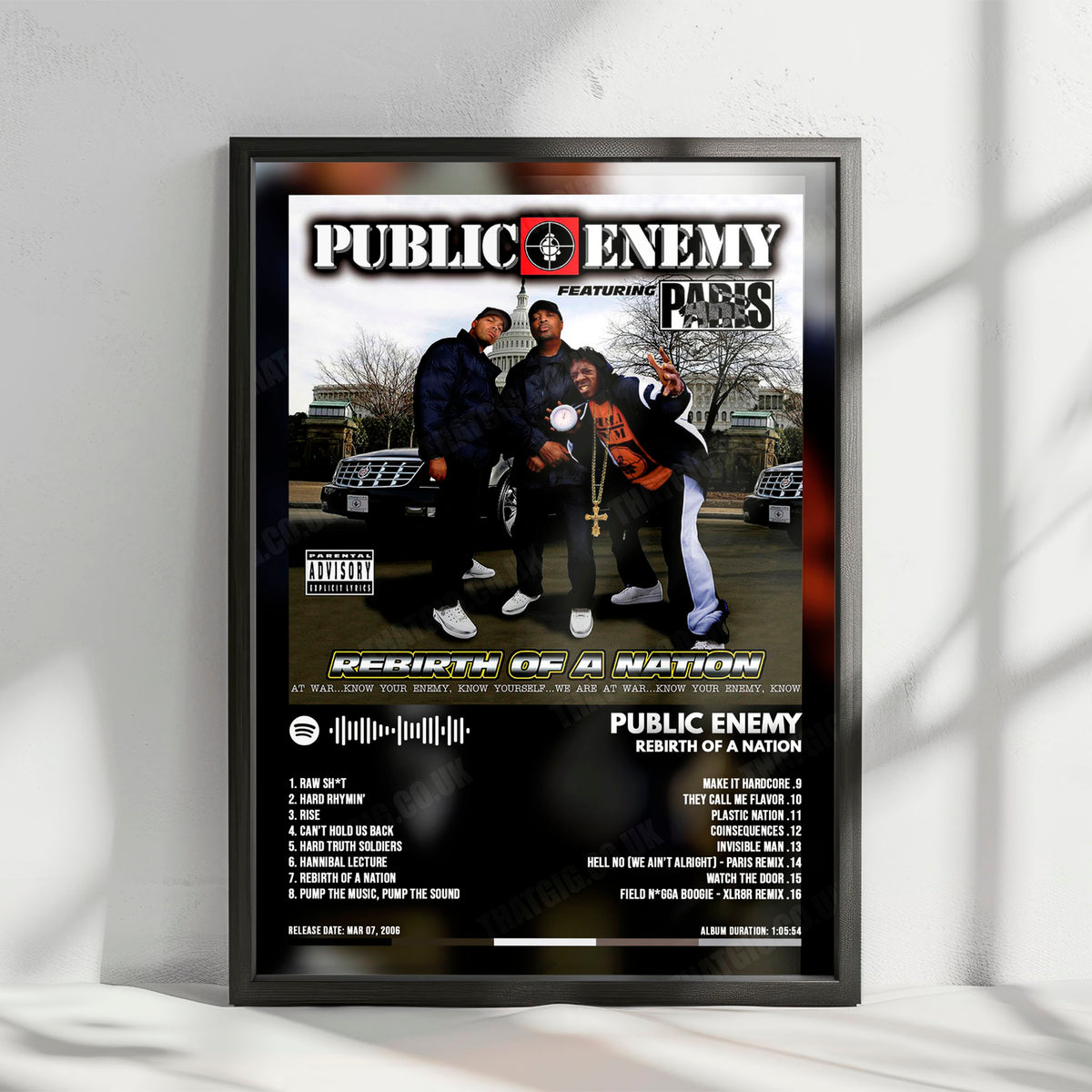 Public Enemy "Rebirth Of A Nation" Album Cover Poster - with Complete Tracklist