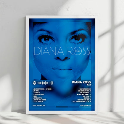 Diana Ross "Blue" Album Cover Poster - with Complete Tracklist