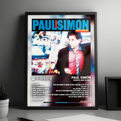 Paul Simon "Hearts And Bones" Album Cover Poster - with Complete Tracklist