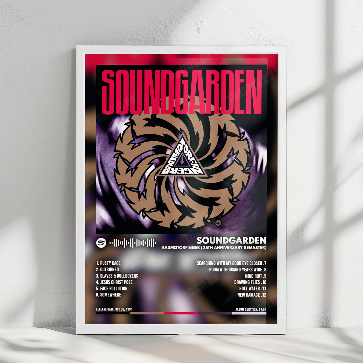 Soundgarden "Badmotorfinger (25th Anniversary Remaster)" Album Cover Poster - with Complete Tracklist
