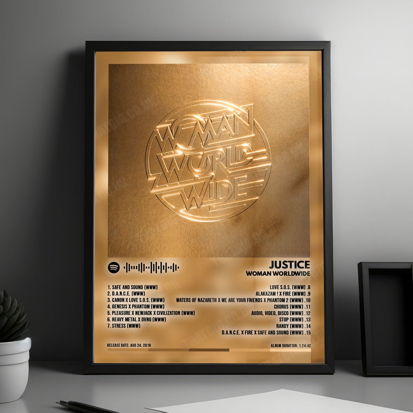 Justice "Woman Worldwide" Album Cover Poster - with Complete Tracklist
