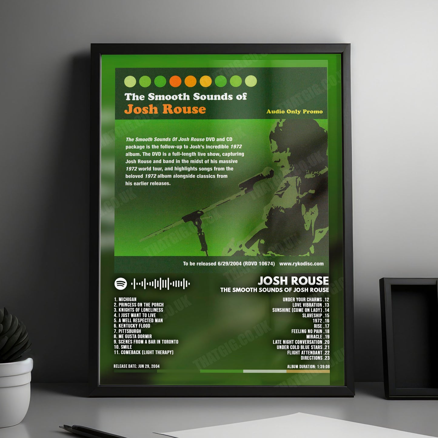 Josh Rouse "The Smooth Sounds Of Josh Rouse" Album Cover Poster - with Complete Tracklist