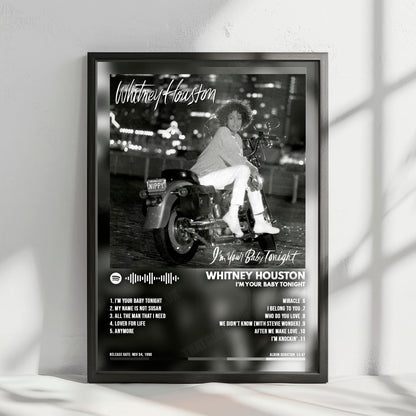 Whitney Houston "I'm Your Baby Tonight" Album Cover Poster - with Complete Tracklist