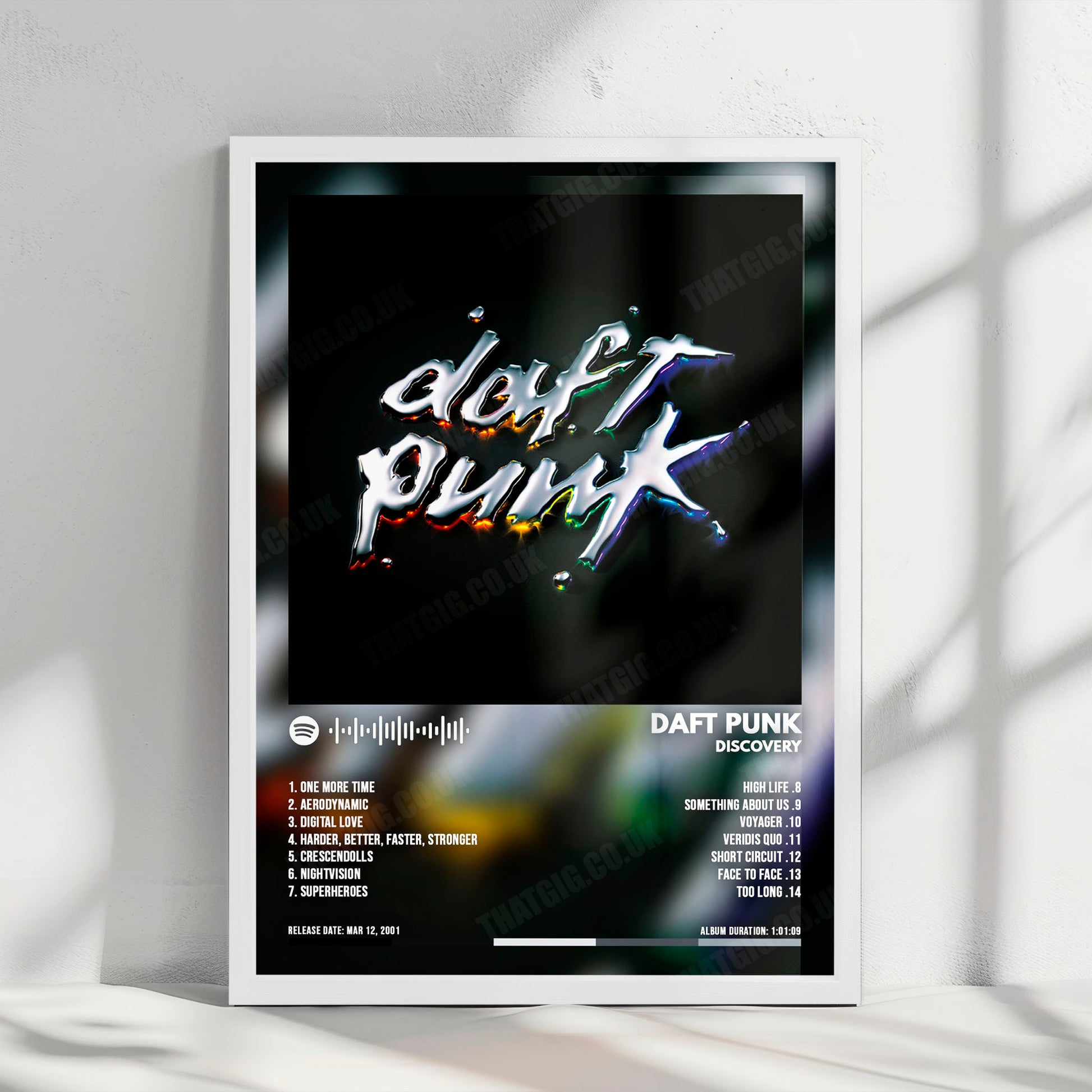 Daft Punk "Discovery " Album Cover Poster - with Complete Tracklist