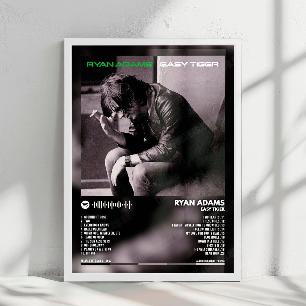 Ryan Adams "Easy Tiger" Album Cover Poster - with Complete Tracklist