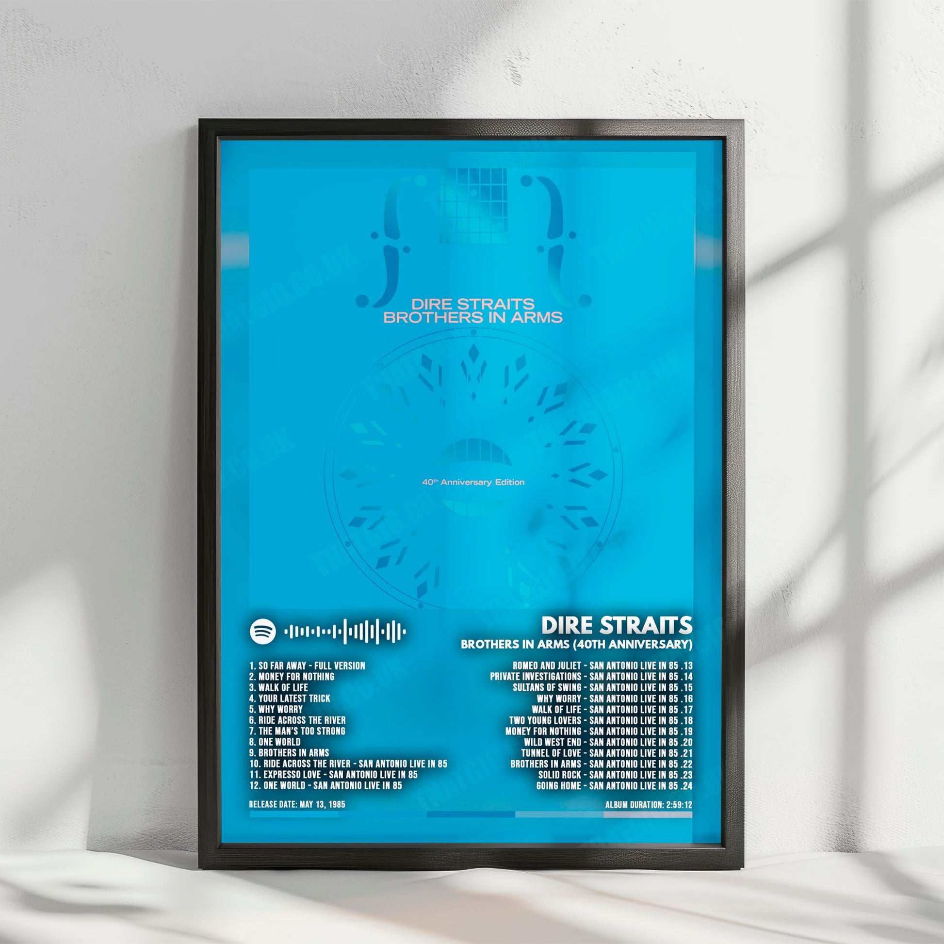 Dire Straits "Brothers In Arms (40th Anniversary)" Album Cover Poster - with Complete Tracklist
