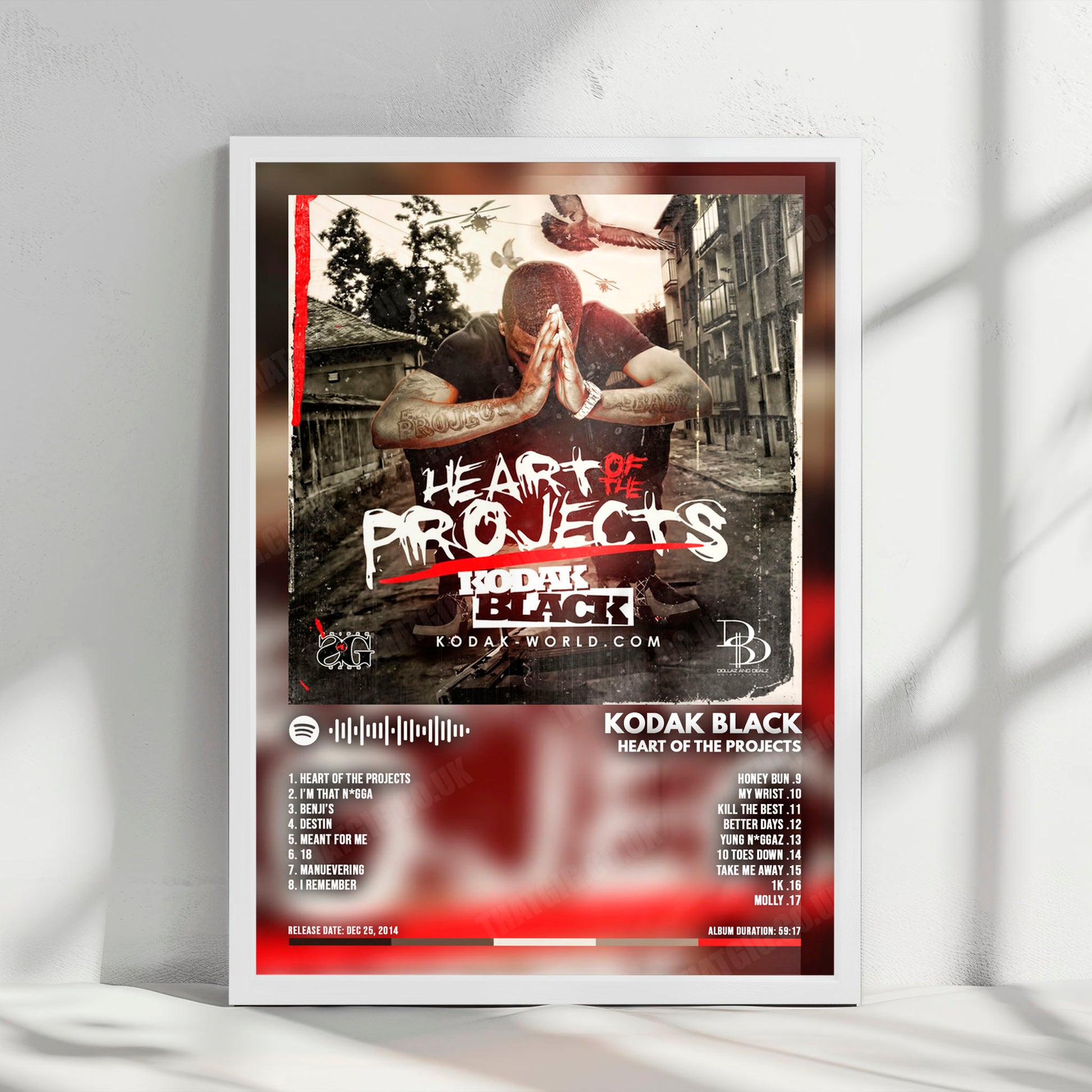 Kodak Black "Heart of the Projects" Album Cover Poster - with Complete Tracklist