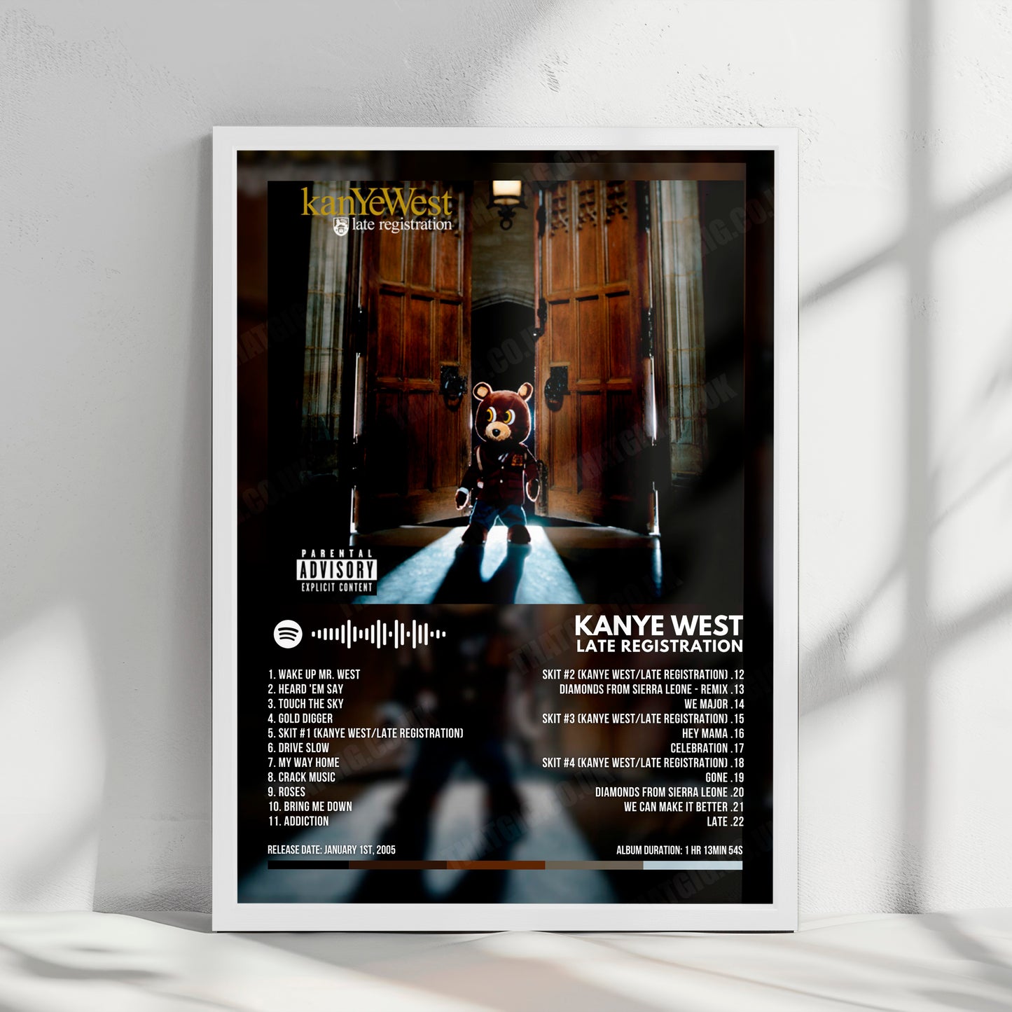 Kanye West "Late Registration" Album Cover Poster - with Complete Tracklist