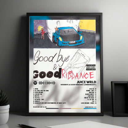 Juice WRLD "Goodbye & Good Riddance (Anniversary)" Album Cover Poster - with Complete Tracklist