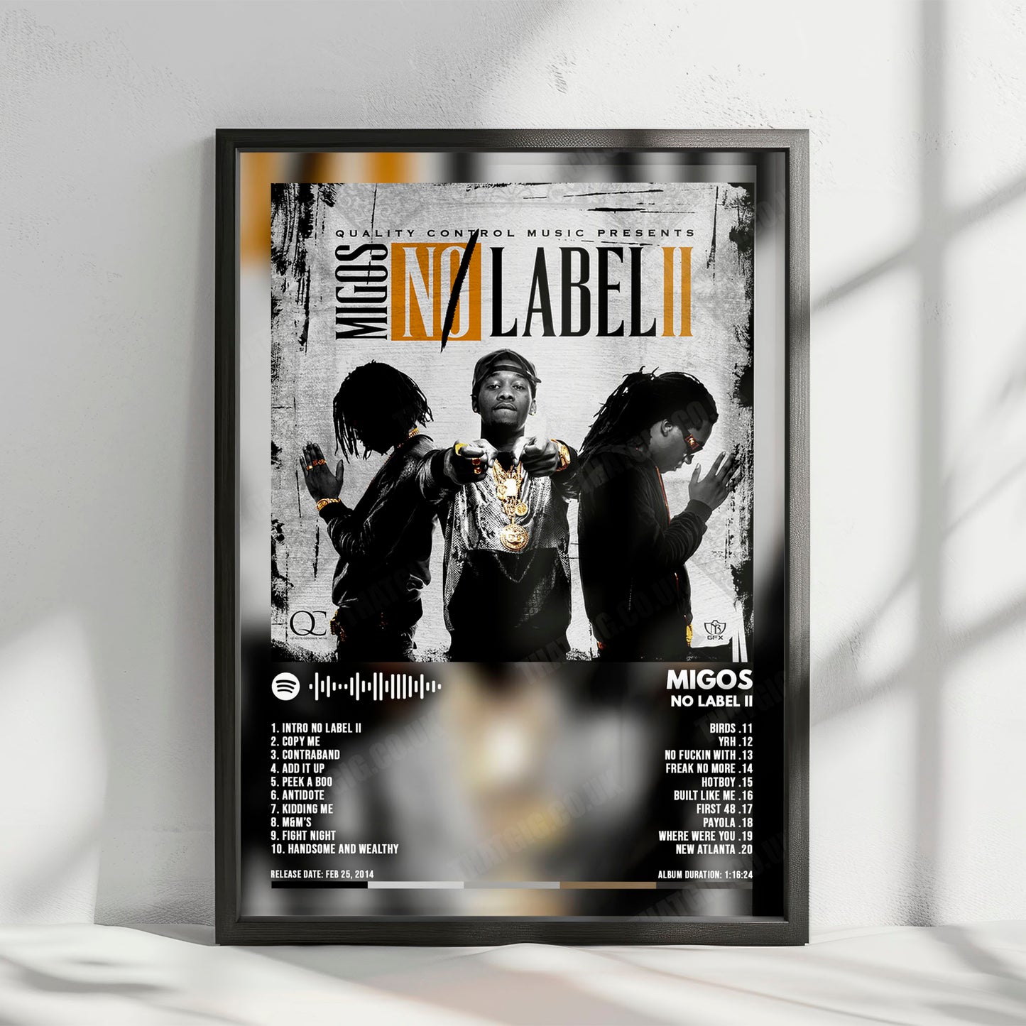 Migos "No Label II" Album Cover Poster - with Complete Tracklist