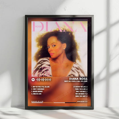 Diana Ross "Why Do Fools Fall in Love" Album Cover Poster - with Complete Tracklist