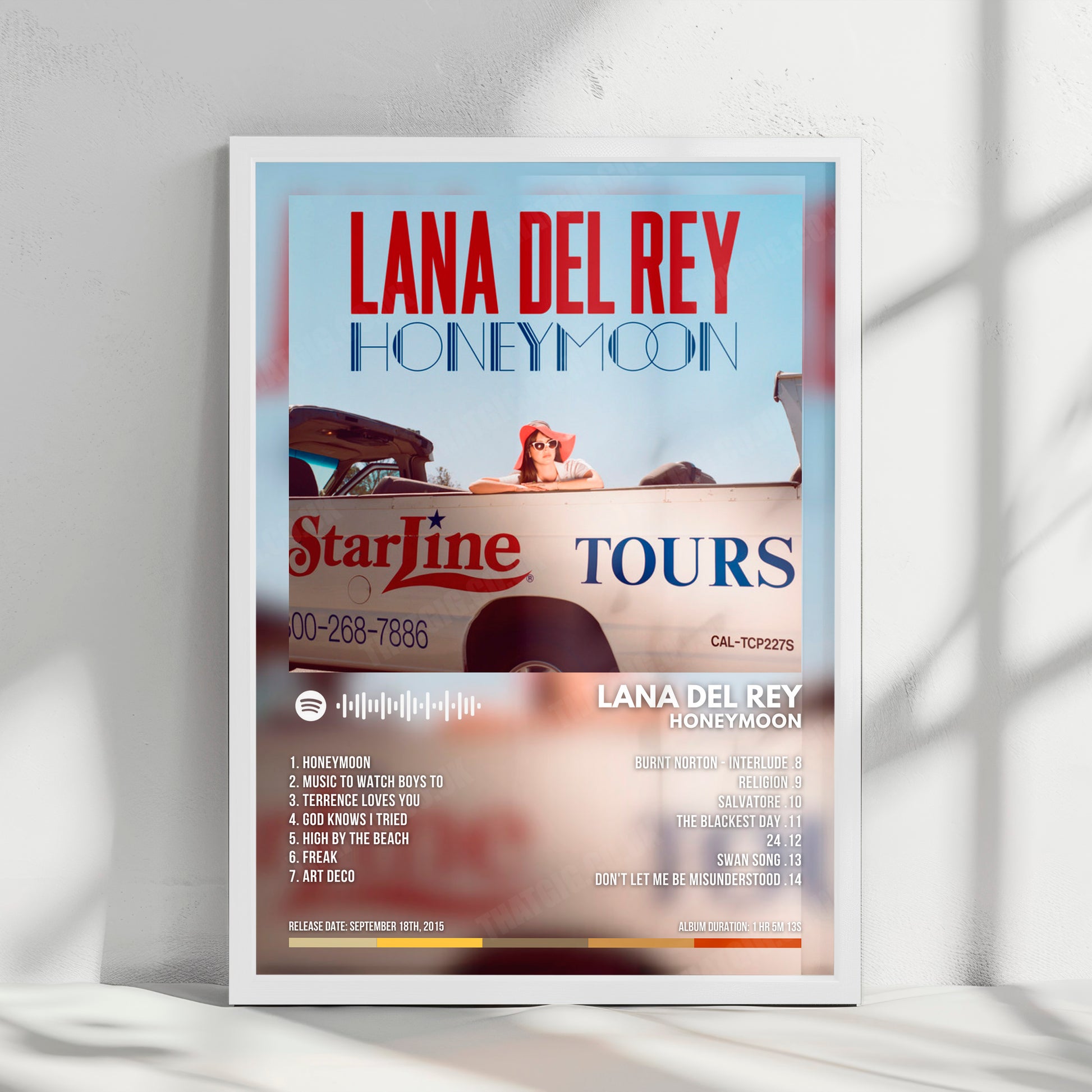 Lana Del Rey "Honeymoon" Album Cover Poster - with Complete Tracklist
