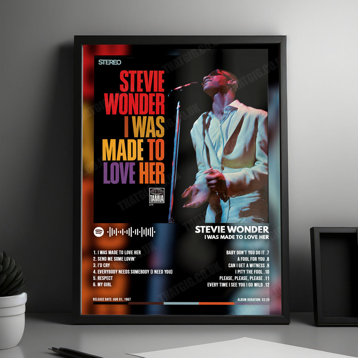 Stevie Wonder "I Was Made To Love Her" Album Cover Poster - with Complete Tracklist