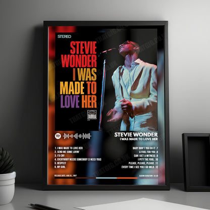 Stevie Wonder "I Was Made To Love Her" Album Cover Poster - with Complete Tracklist