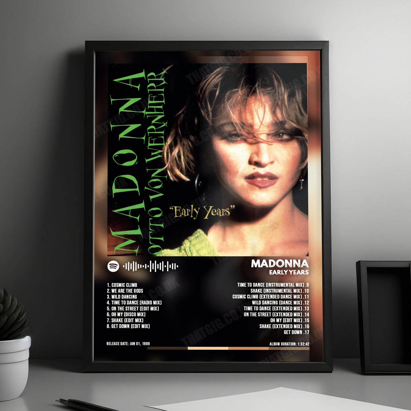Madonna "Early Years" Album Cover Poster - with Complete Tracklist