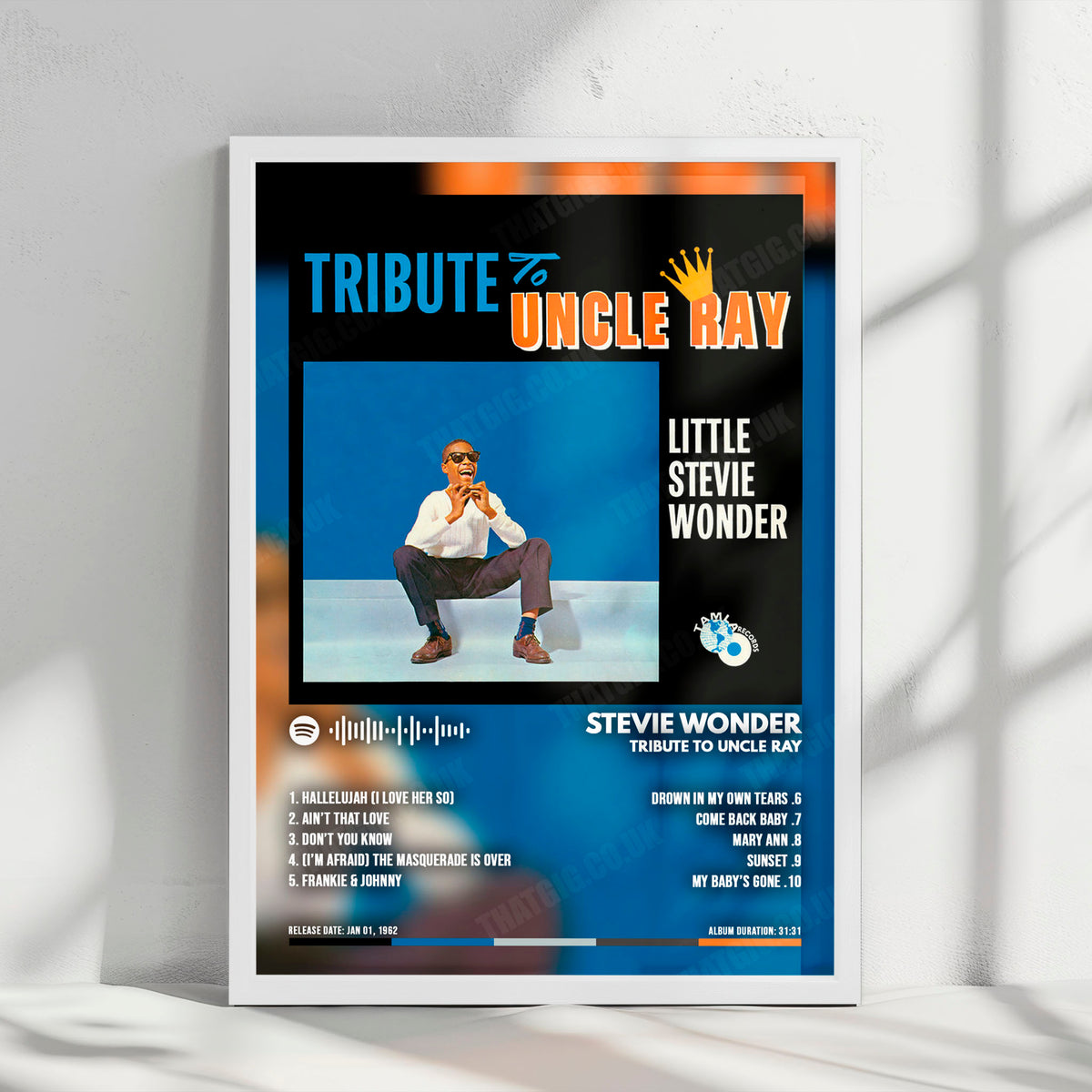 Stevie Wonder "Tribute To Uncle Ray" Album Cover Poster - with Complete Tracklist