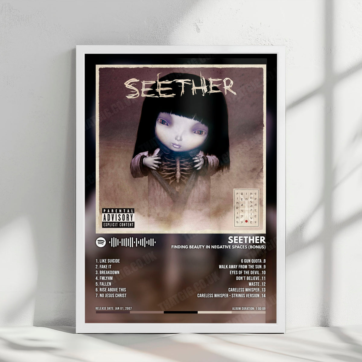 Seether "Finding Beauty In Negative Spaces (Bonus Track Version)" Album Cover Poster - with Complete Tracklist