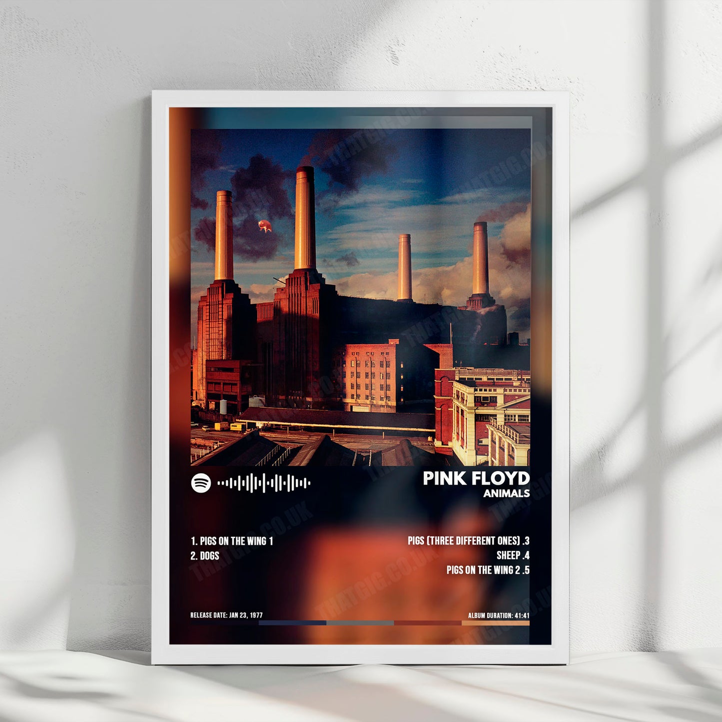 Pink Floyd "Animals " Album Cover Poster - with Complete Tracklist