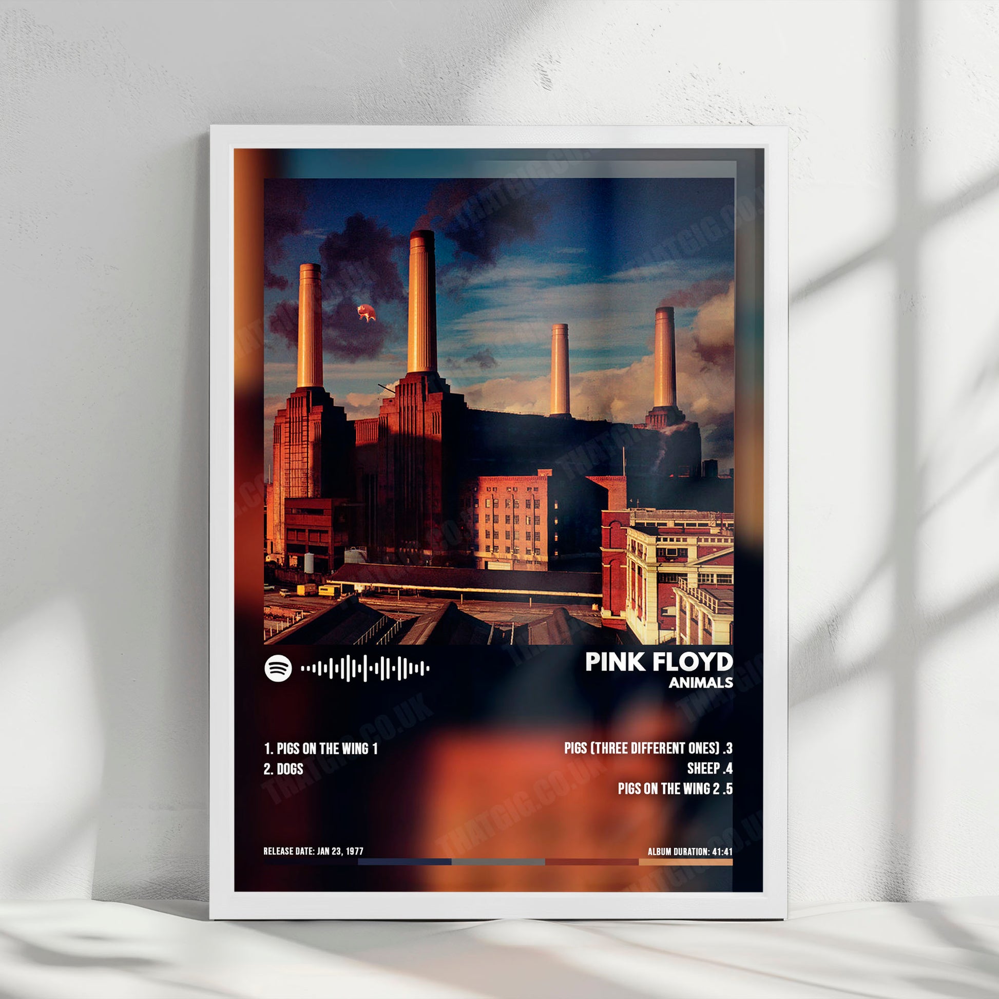 Pink Floyd "Animals " Album Cover Poster - with Complete Tracklist