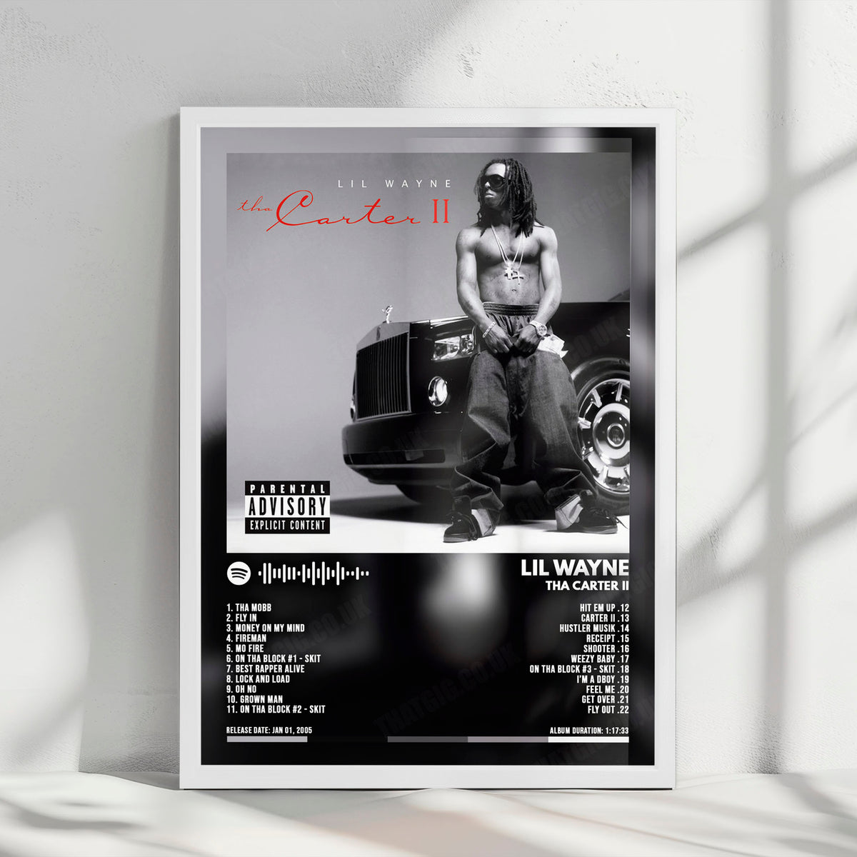Lil Wayne "Tha Carter II" Album Cover Poster - with Complete Tracklist