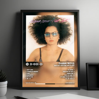 Diana Ross "Red Hot Rhythm and Blues" Album Cover Poster - with Complete Tracklist