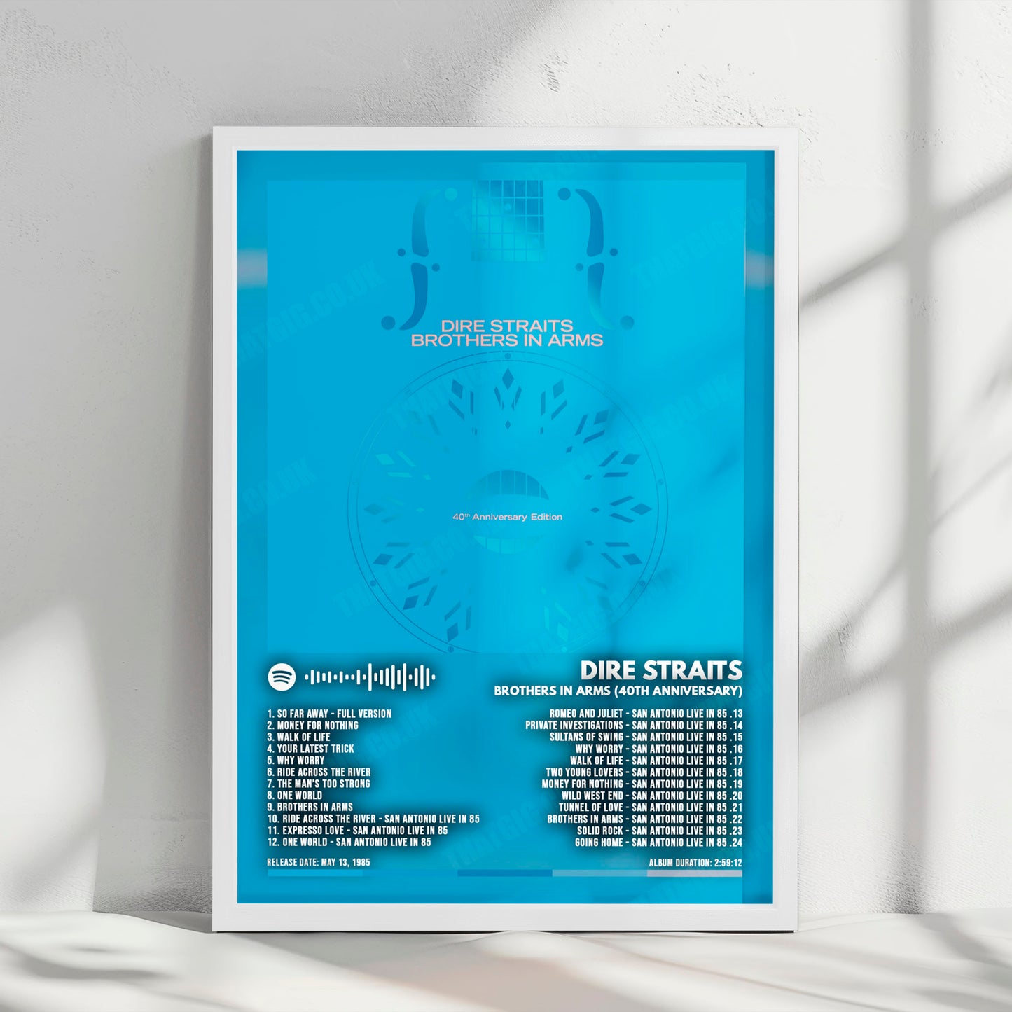 Dire Straits "Brothers In Arms (40th Anniversary)" Album Cover Poster - with Complete Tracklist
