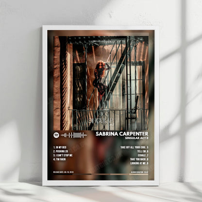 Sabrina Carpenter "Singular Act II" Album Cover Poster - with Complete Tracklist