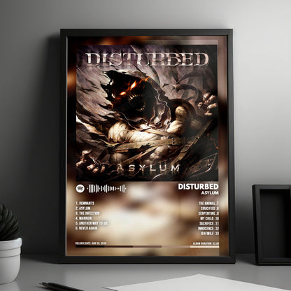Disturbed "Asylum " Album Cover Poster - with Complete Tracklist