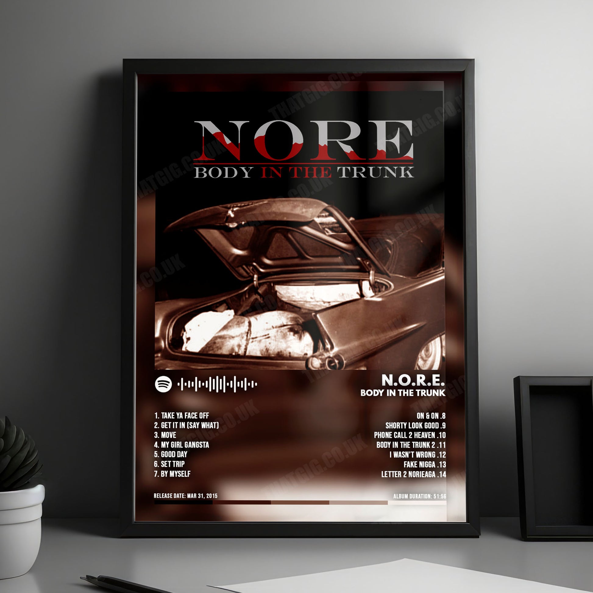 N.O.R.E "Body In The Trunk" Album Cover Poster - with Complete Tracklist