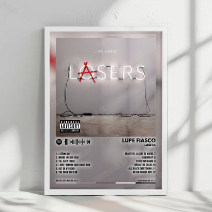 Lupe Fiasco "Lasers" Album Cover Poster - with Complete Tracklist