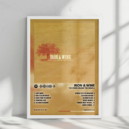 Iron & Wine "The Creek Drank the Cradle" Album Cover Poster - with Complete Tracklist