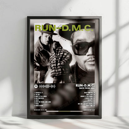 Run DMC "Back From Hell" Album Cover Poster - with Complete Tracklist