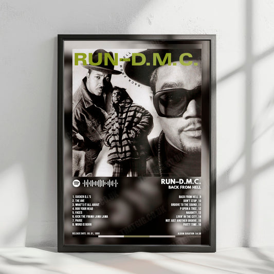 Run DMC "Back From Hell" Album Cover Poster - with Complete Tracklist