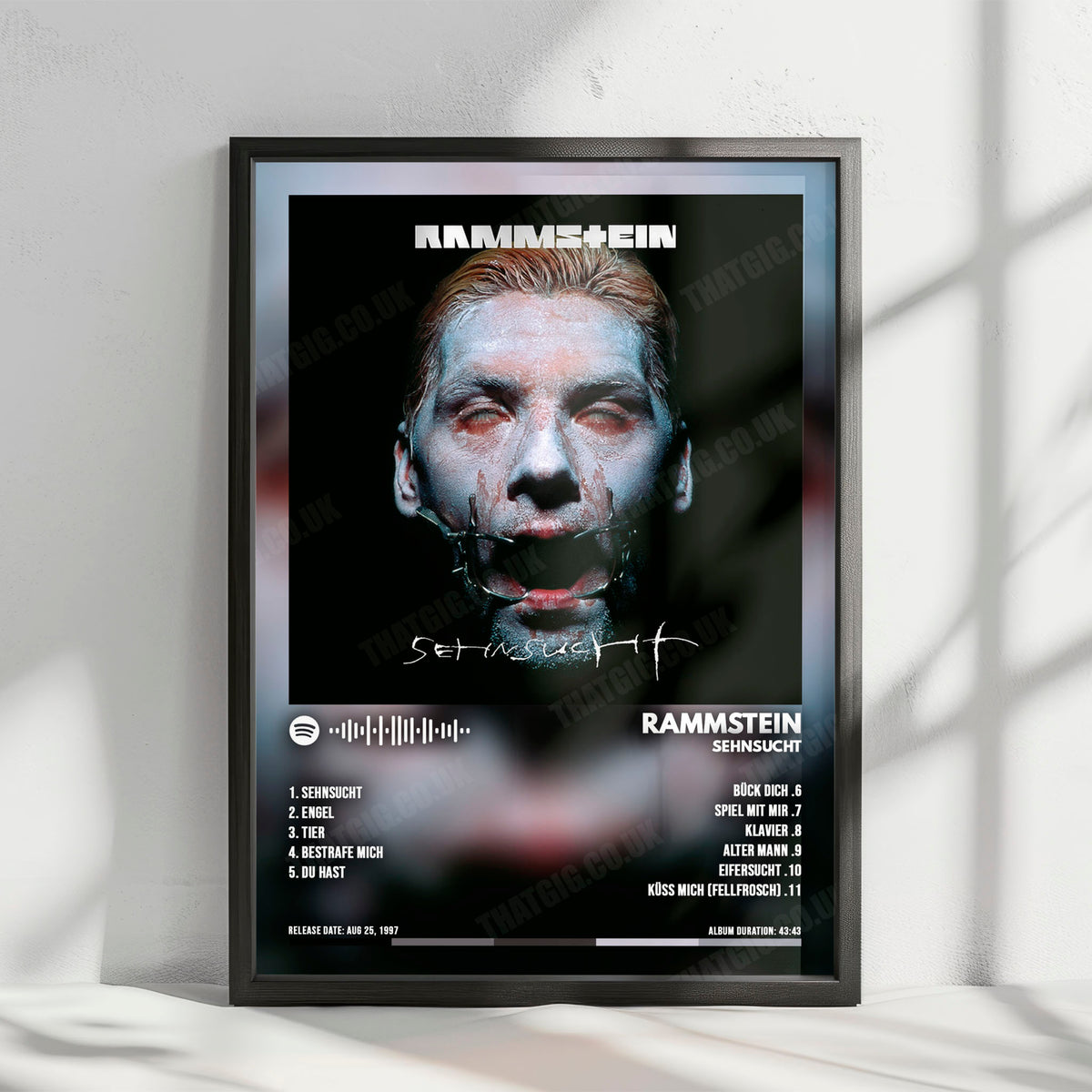Rammstein "Sehnsucht" Album Cover Poster - with Complete Tracklist